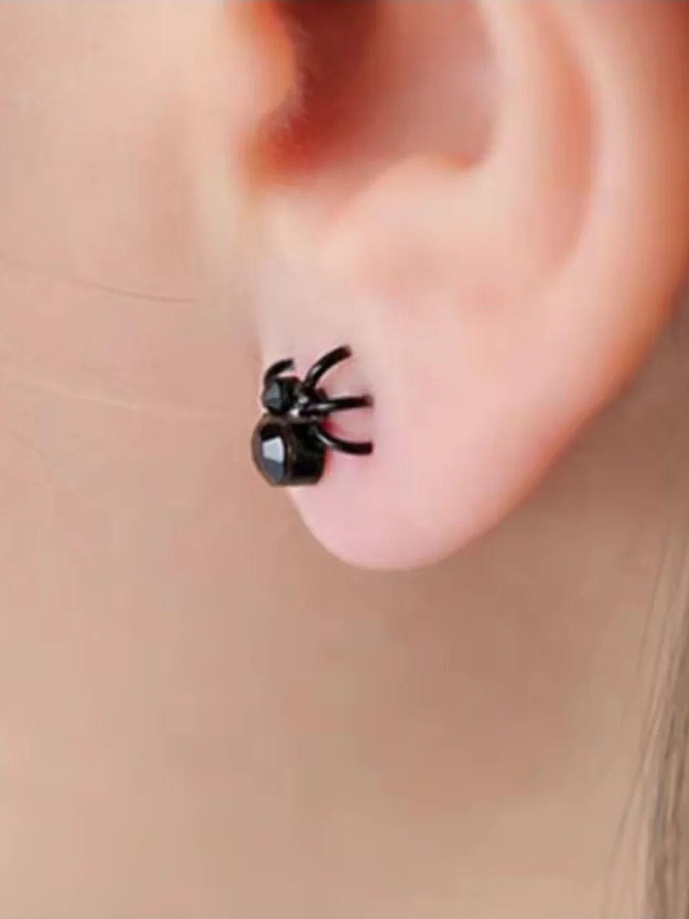 Black Spider Stud Earrings for Kids - Cute Halloween Ear Jewelry